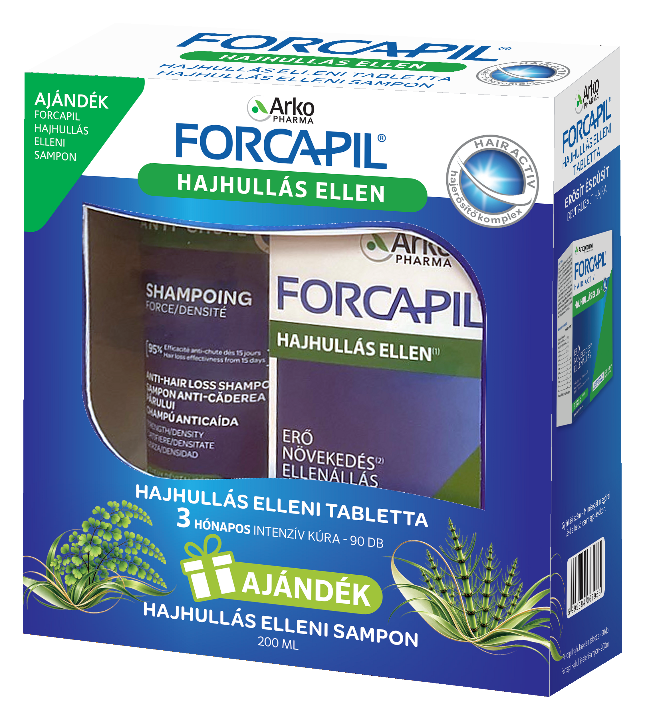 Forcapil Hair Activ AJÁNDÉKCSOMAG Hajhullás elleni Tabletta 90 db + Sampon 200 ml