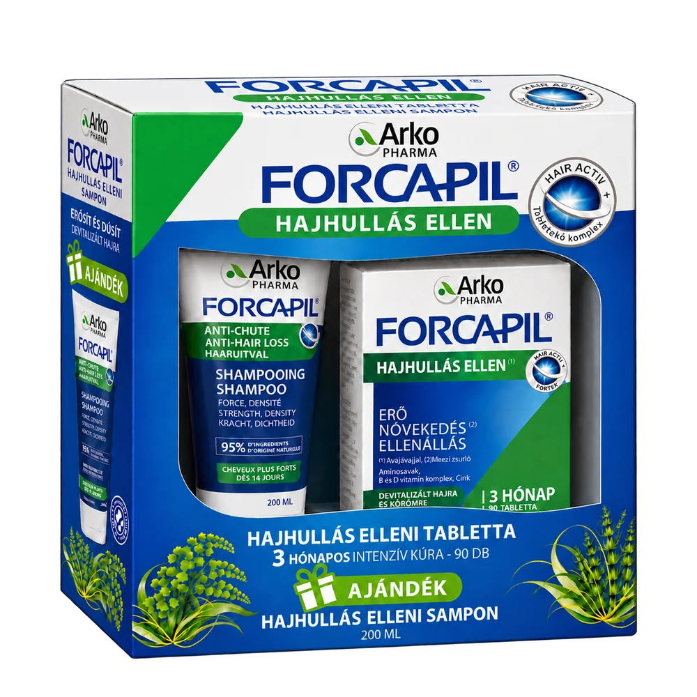 Forcapil magyar hajhullás elleni tabletta és ajándék sampon díszdobozban